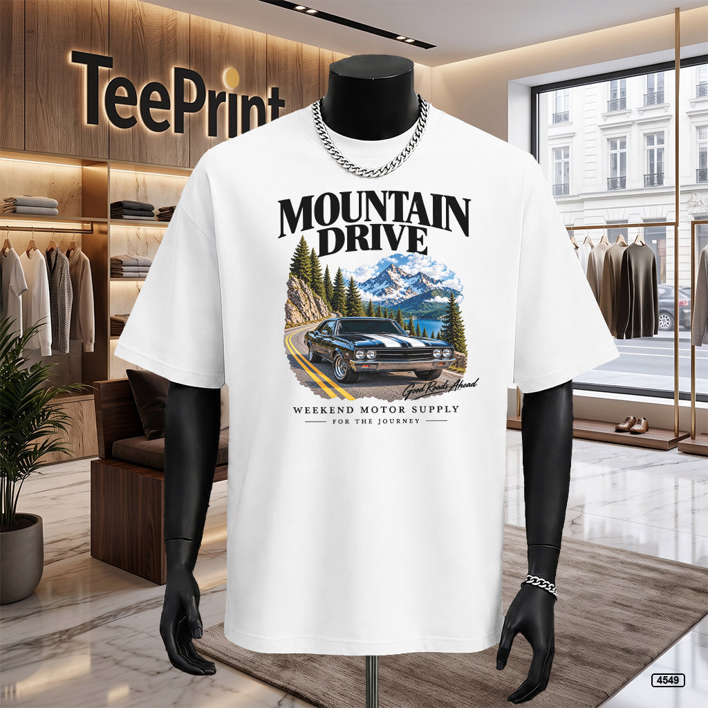 Áo thun nam oversize xe hơi vintage Mỹ TeePrint 4549