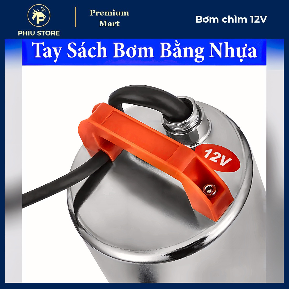 Bơm chìm 12V, máy bơm chìm dùng bình ắc quy, bơm nước 12V đẩy cao, máy bơm nước ắc quy, 300W và 370W, PHIU STORE_thumbnail_8
