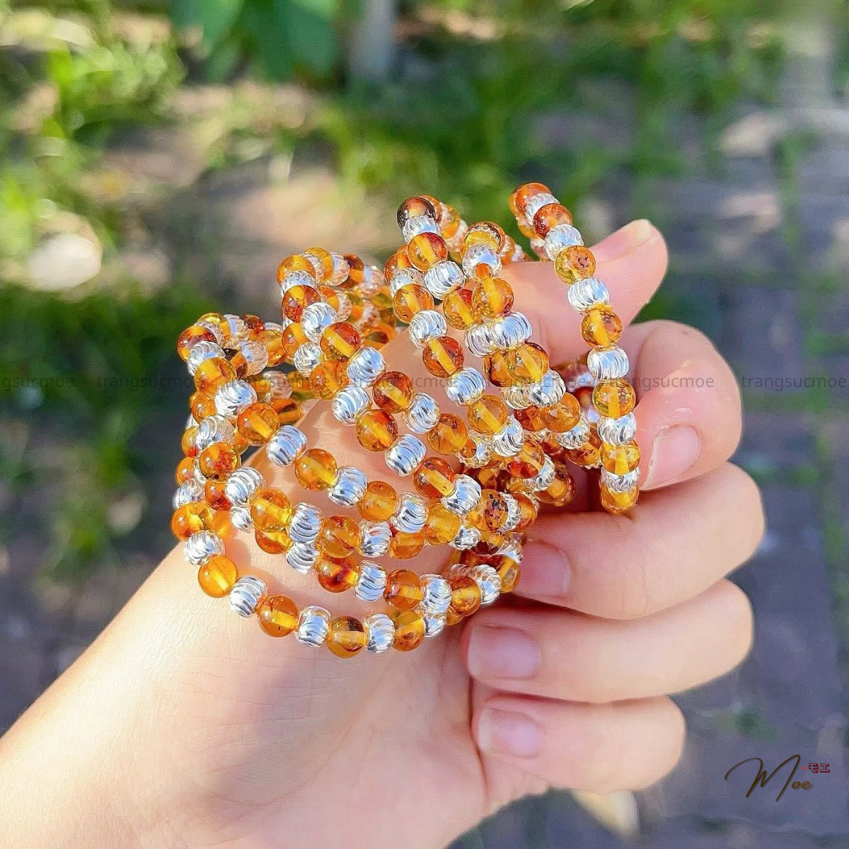 B74 - Vòng hổ phách mix charm bạc cho bé (nhiều mã)_thumbnail_1