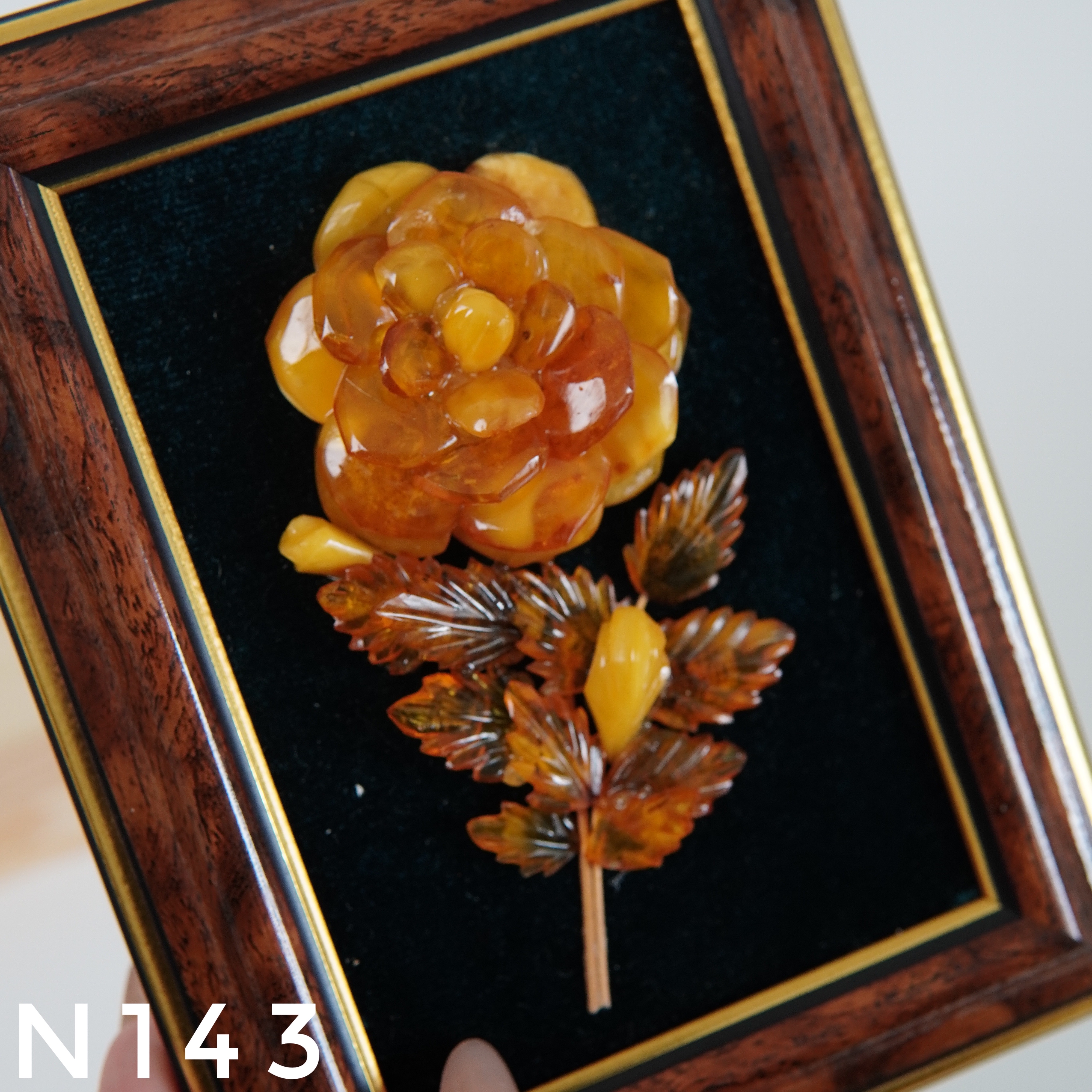 Tranh Hổ Phách Hoa Hồng – N143