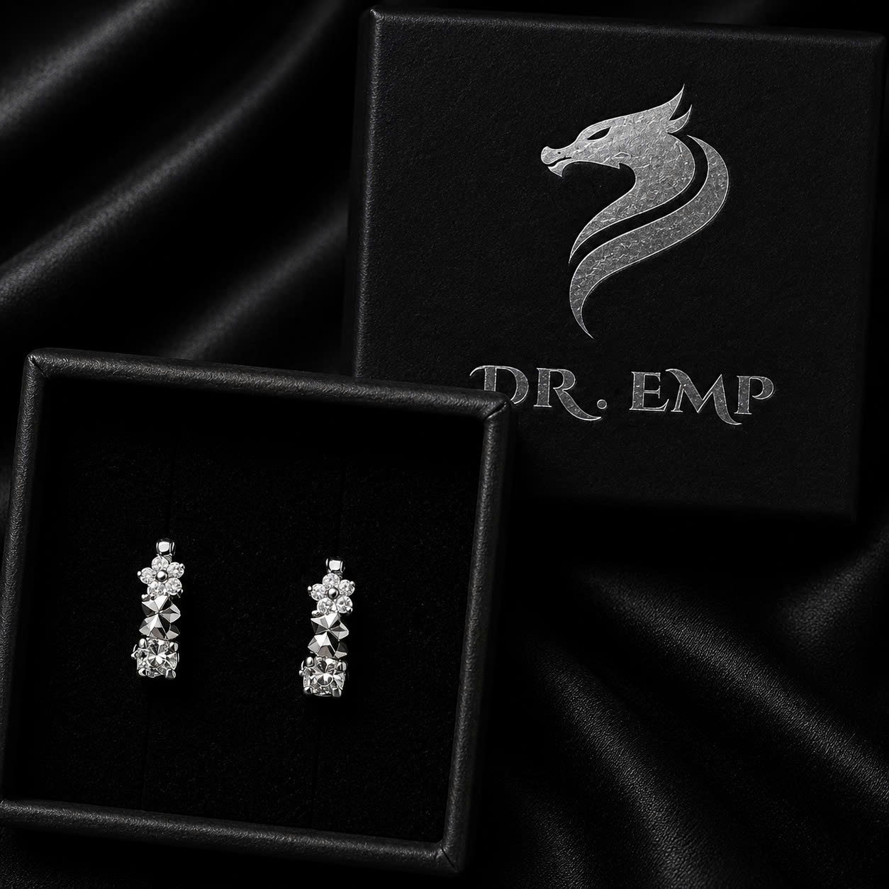 Khuyên vòng bạc xi kim sao hoa đá trắng 10mm_thumbnail_2