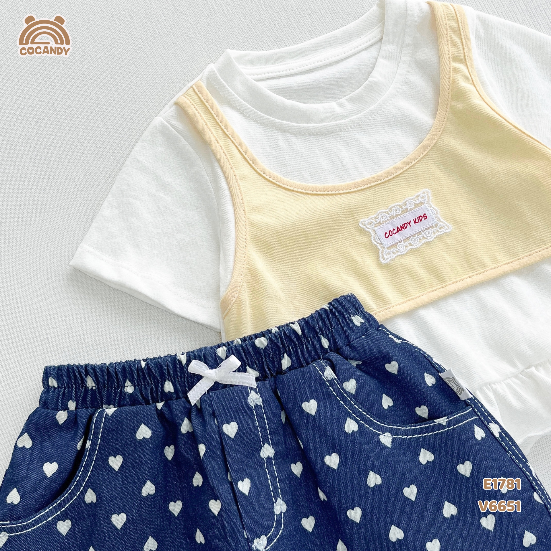Áo cộc cotton VÀNG TRẮNG giả yếm tag CCD_thumbnail_4