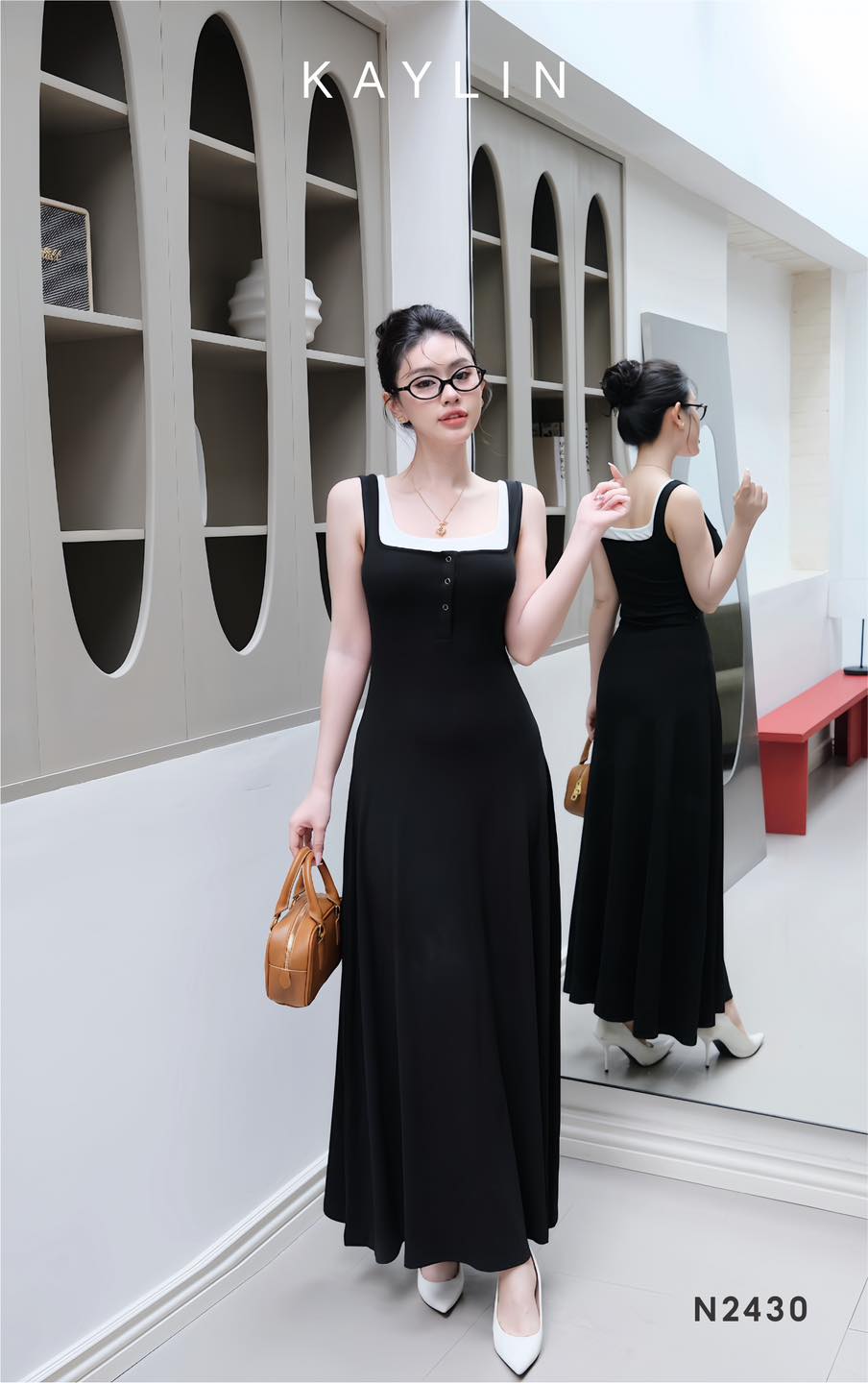 Đầm Thun KAYLIN Maxi Dáng Dài Phối Màu