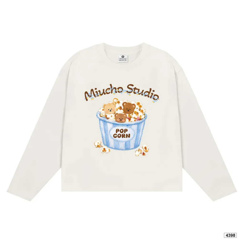 Áo thun tay dài nữ popcorn bear form boxy Miucho 4398_thumbnail_8