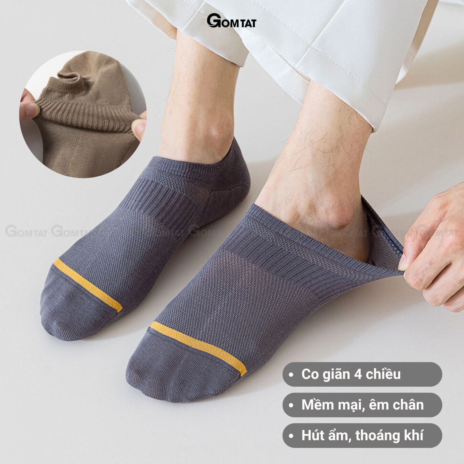 Combo 6 đôi tất nam đi giày lười GOMTAT, có đệm silicon chống tuột gót, mặt lưới thoáng khí HAILUOI-PO-3019_thumbnail_13