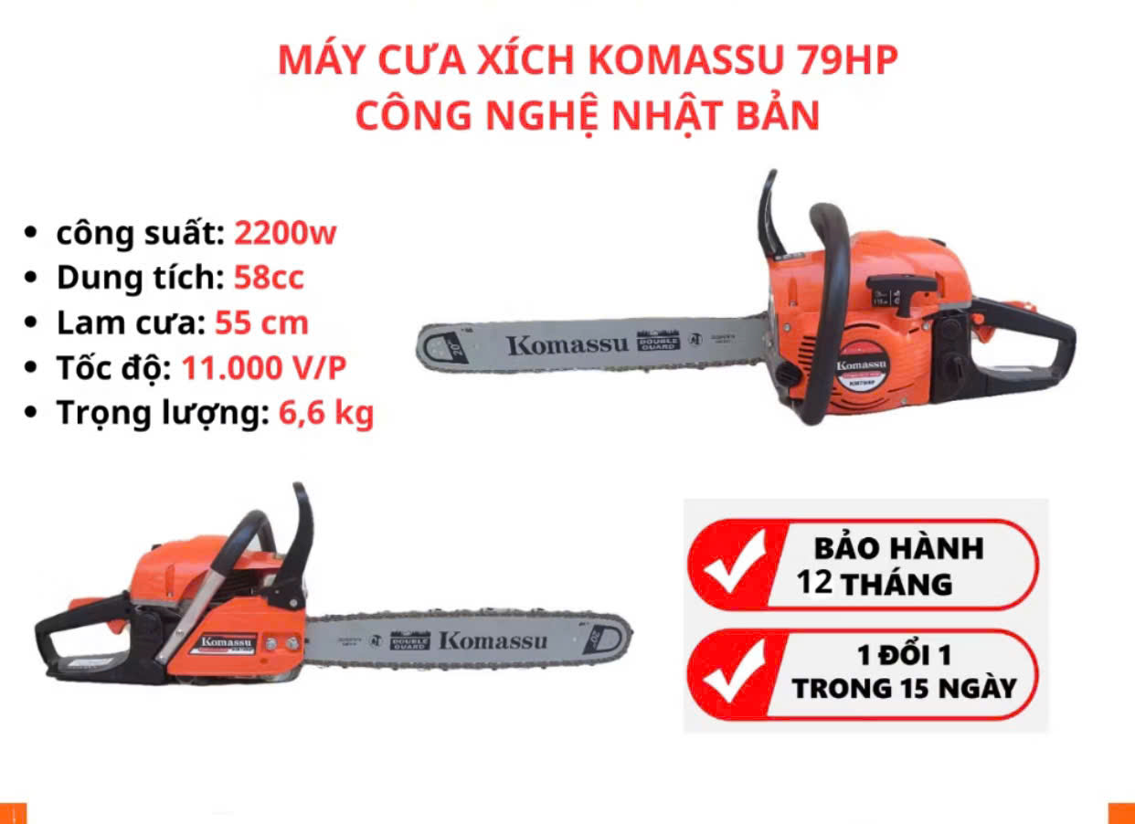 Cưa Xích Chạy Xăng KOMASU KM7900 – Máy Cưa Cầm Tay Công Suất Mạnh, Dùng Cắt Gỗ, Cắt Cành_thumbnail_4