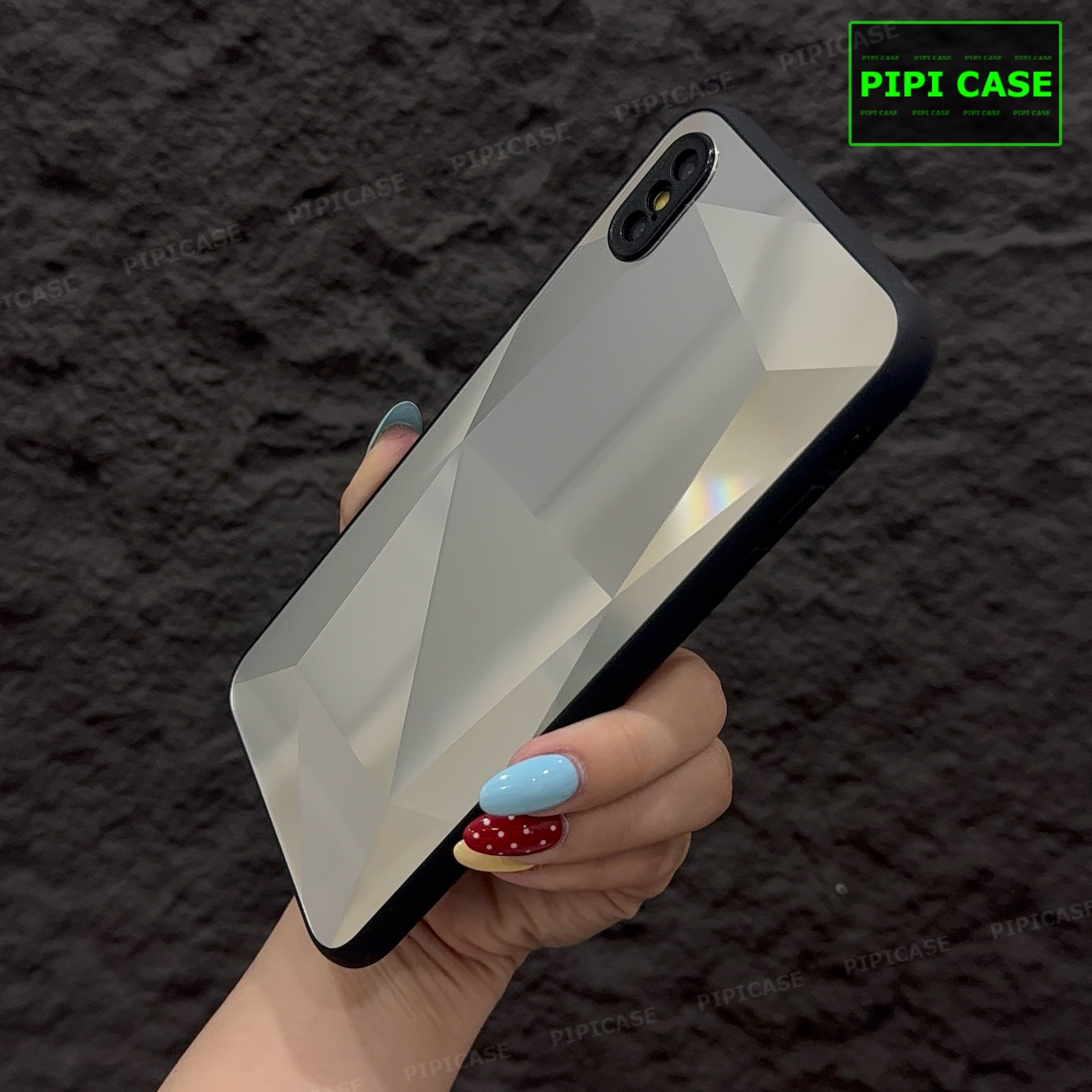 Ốp Lưng iPhone X / XS - Kim Cương 6D - Bạc_thumbnail_3