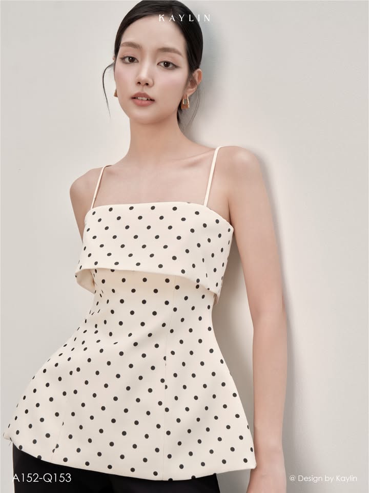 Áo Kiểu 2 Dây Chấm Bi Tôn Eo KAYLIN Peplum Cami Top