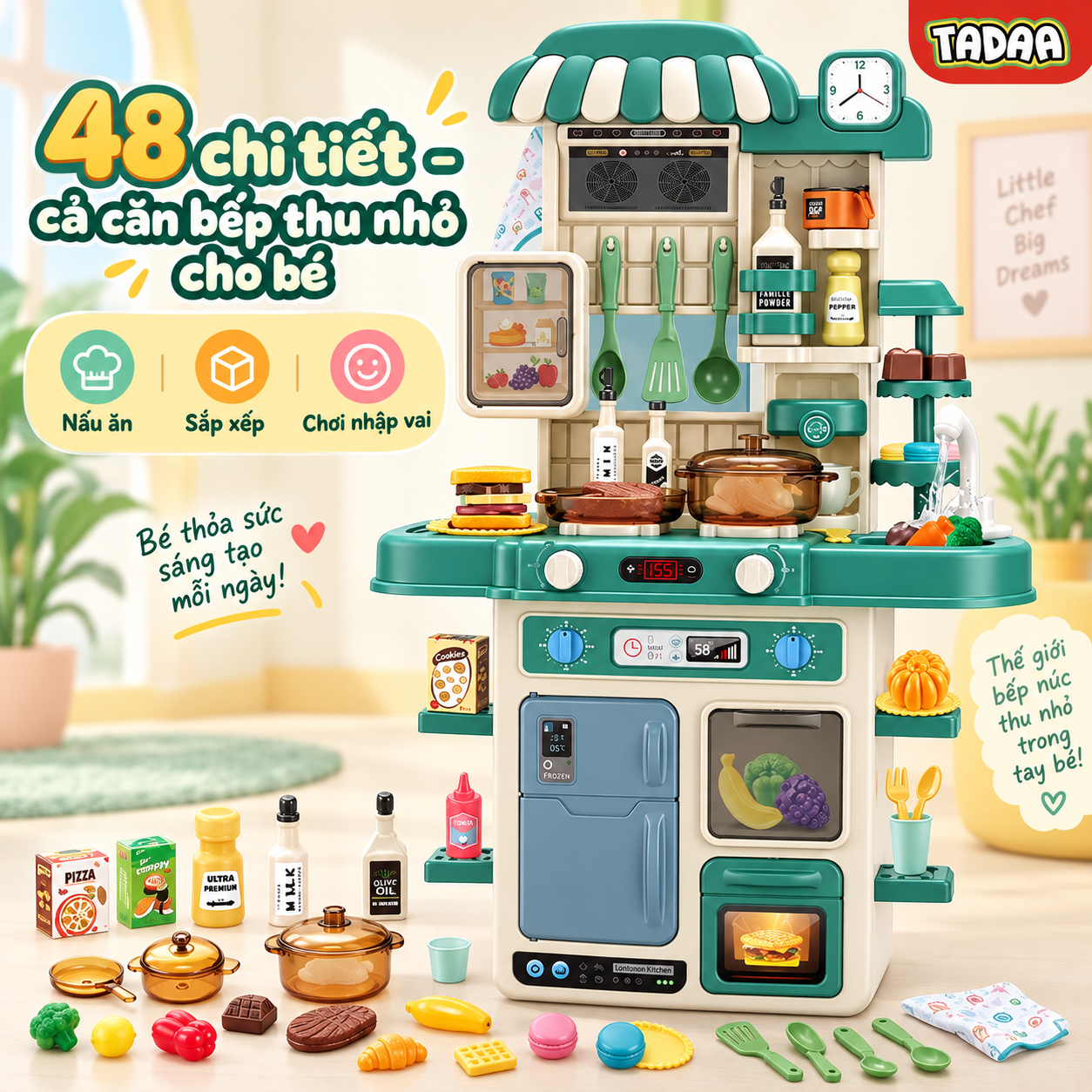 Bộ bếp nấu ăn nhập vai – Căn Bếp Của Bé – G792A Màu xanh_thumbnail_4