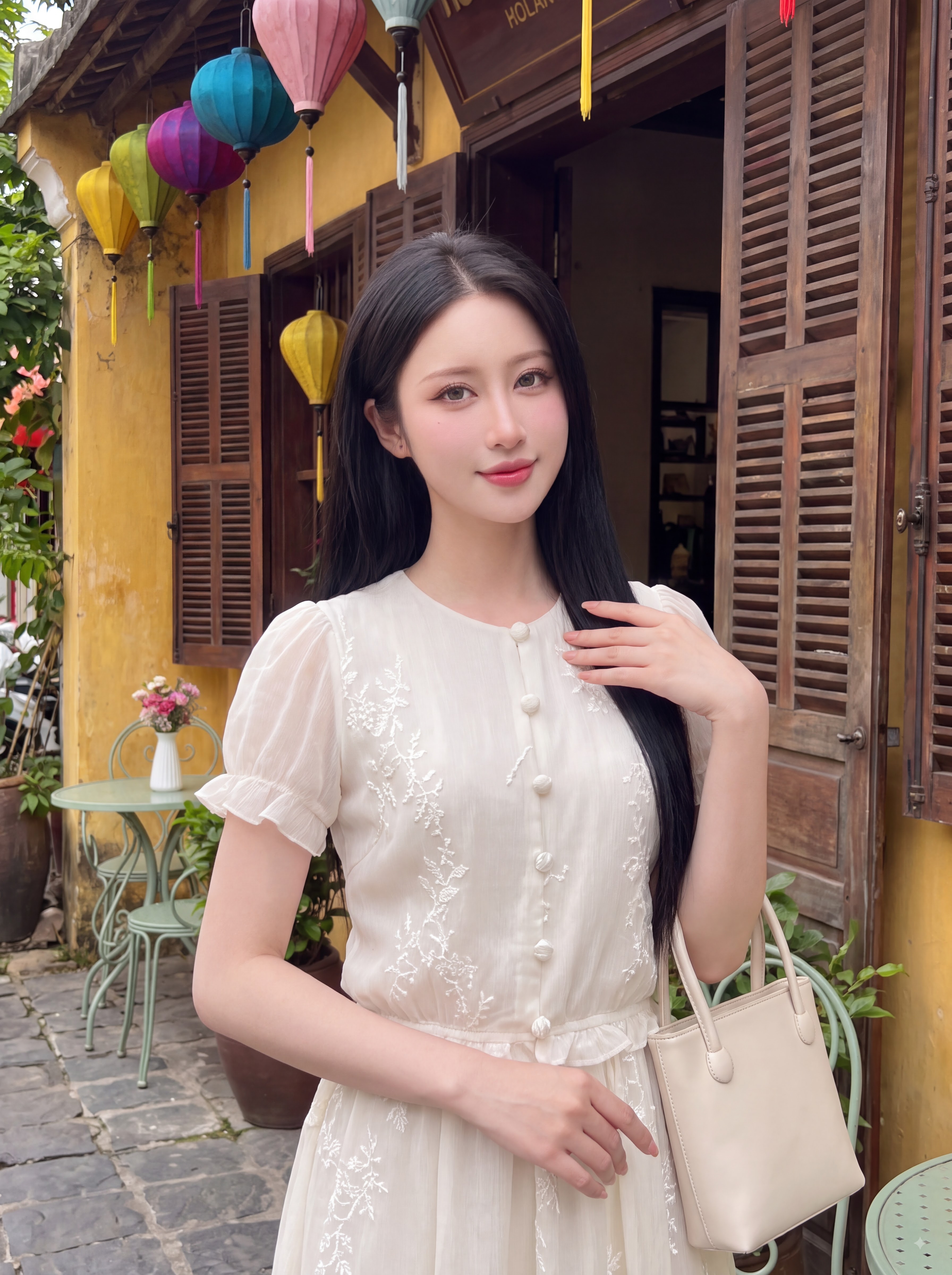 Sét tơ thêu áo cúc bọc kèm cv 605005