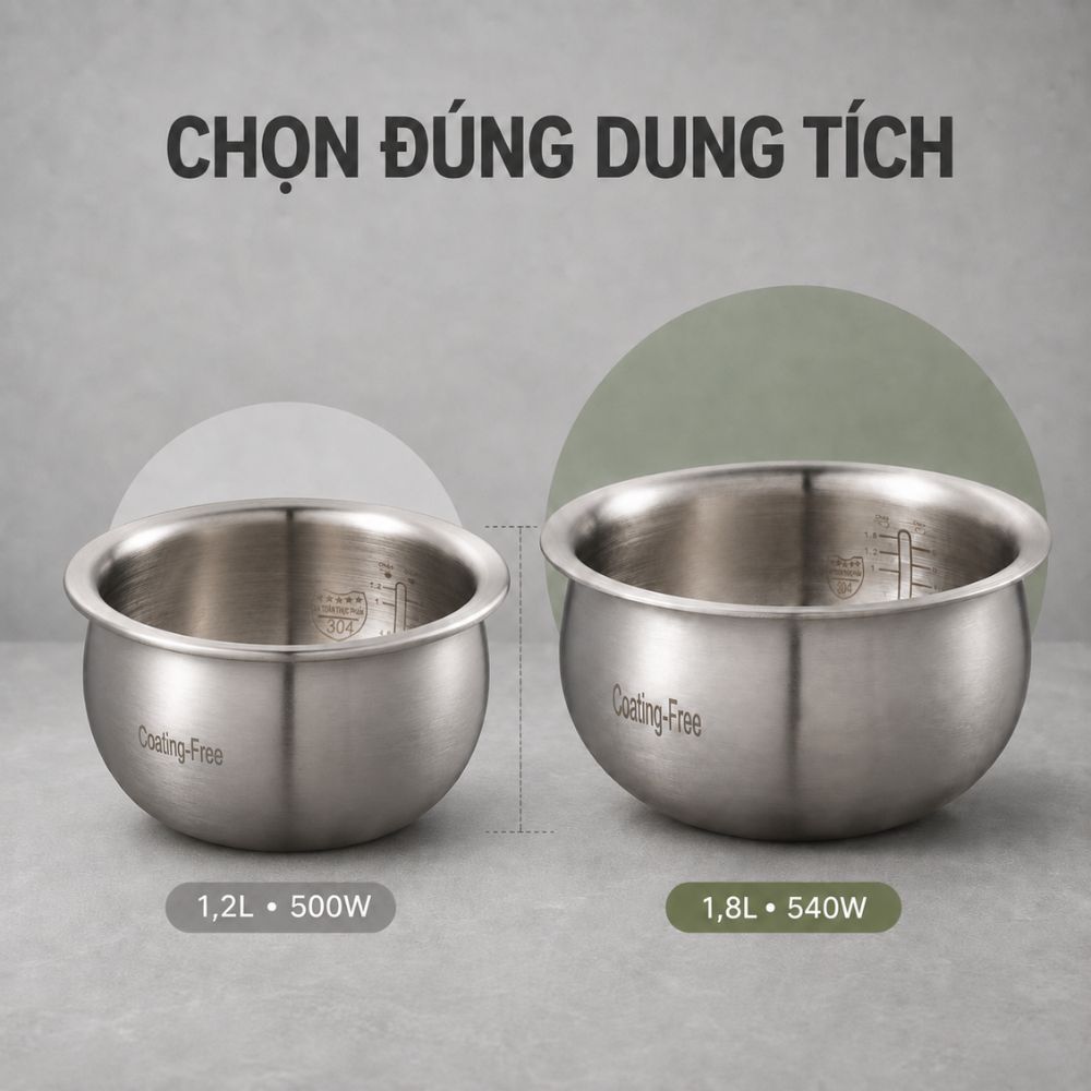 Nồi cơm điện lòng inox 304 Mishio MK451 / MK452 (1,2 / 1,8L) không phủ chống dính_thumbnail_6