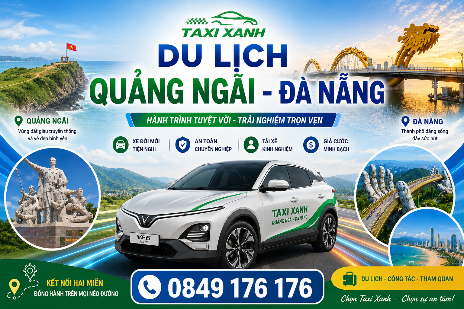 Taxi Xanh Quảng Ngãi Đi Đà Nẵng – Du Lịch Tiện Lợi, An Toàn 2026