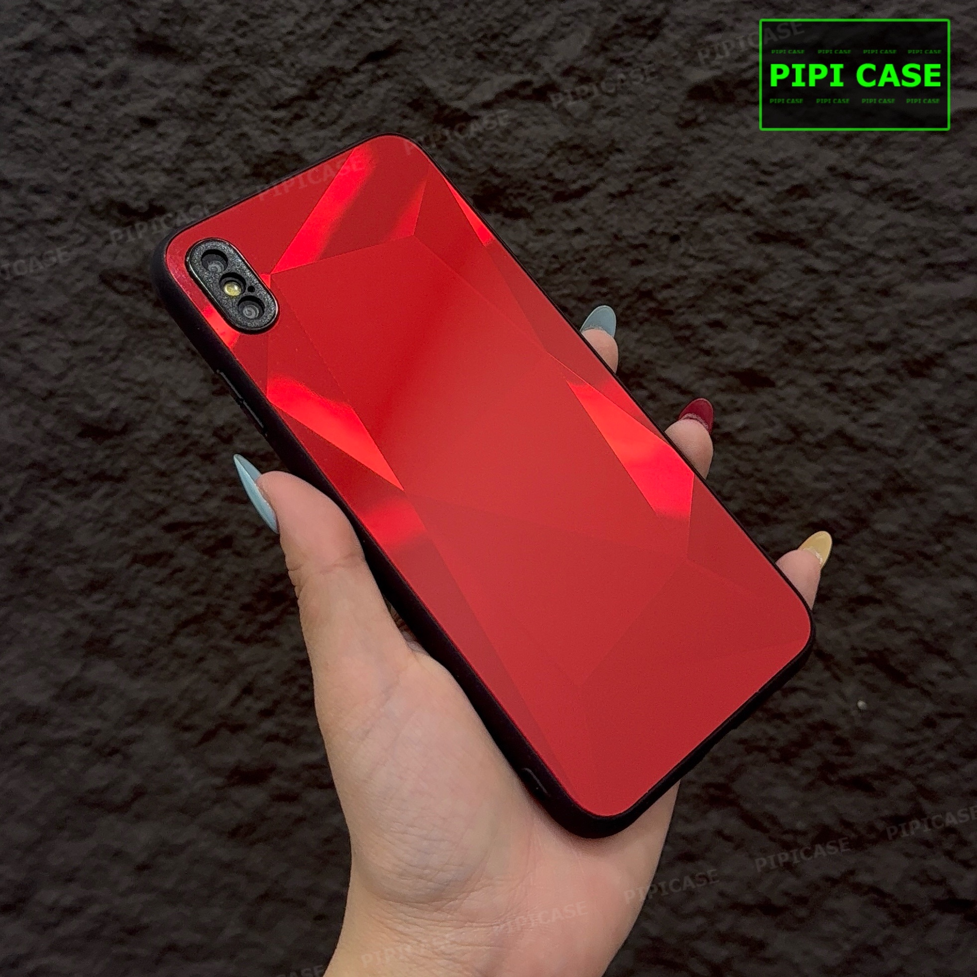 Ốp Lưng iPhone XS Max - Kim Cương 6D - Đỏ_thumbnail_3