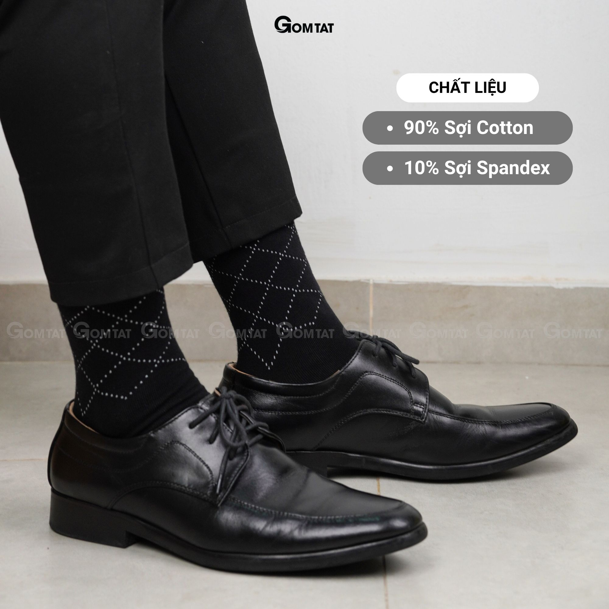 Hộp 5 đôi tất giày tây nam cổ cao GOMTAT hoạ tiết sọc chéo, chất liệu cotton cao cấp thoáng mát  LUX-TAYCHEO-CB5_thumbnail_4