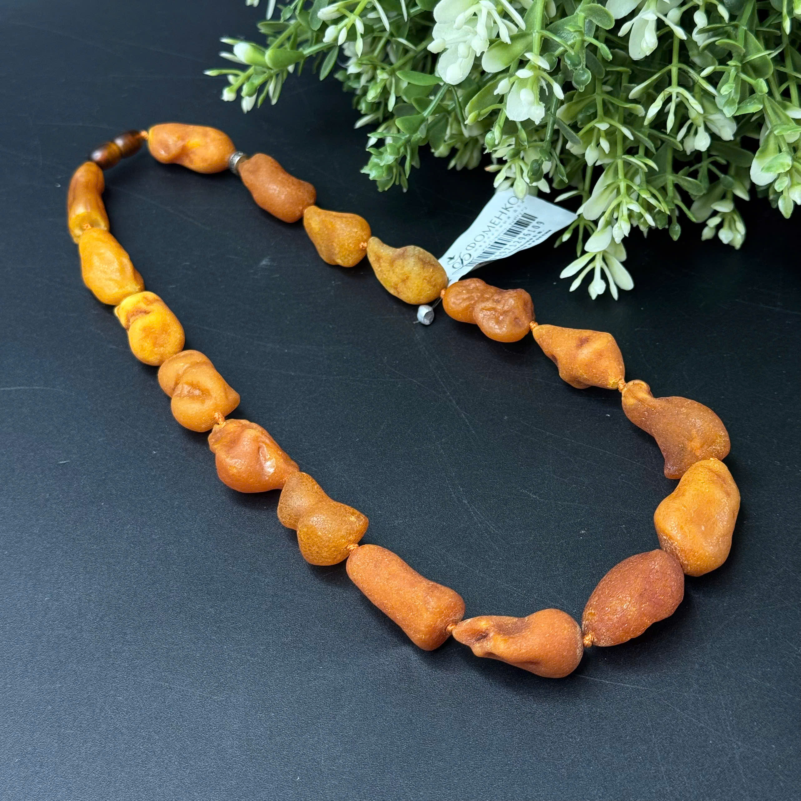 Dây Cổ Hổ Phách Mộc Dáng Giọt Dài Vàng Đậm 45cm - Mã 6109_thumbnail_3