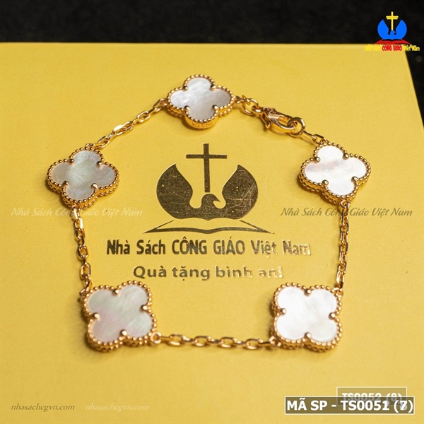 Lắc tay bạc nữ cỏ bốn lá đá trắng xi kim_thumbnail_3