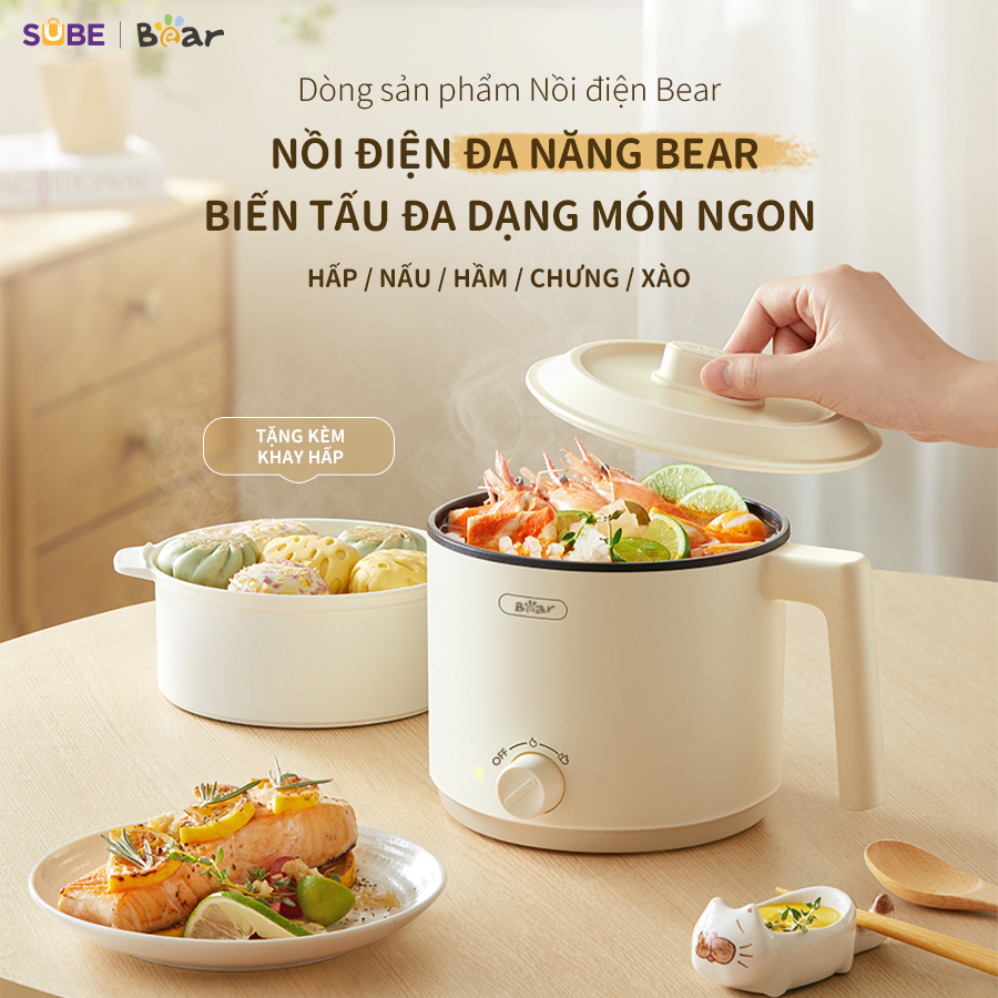 Nồi Điện Đa Năng Bear MC-4H16H 1.2L Chính Hãng, Chống Dính_thumbnail_1