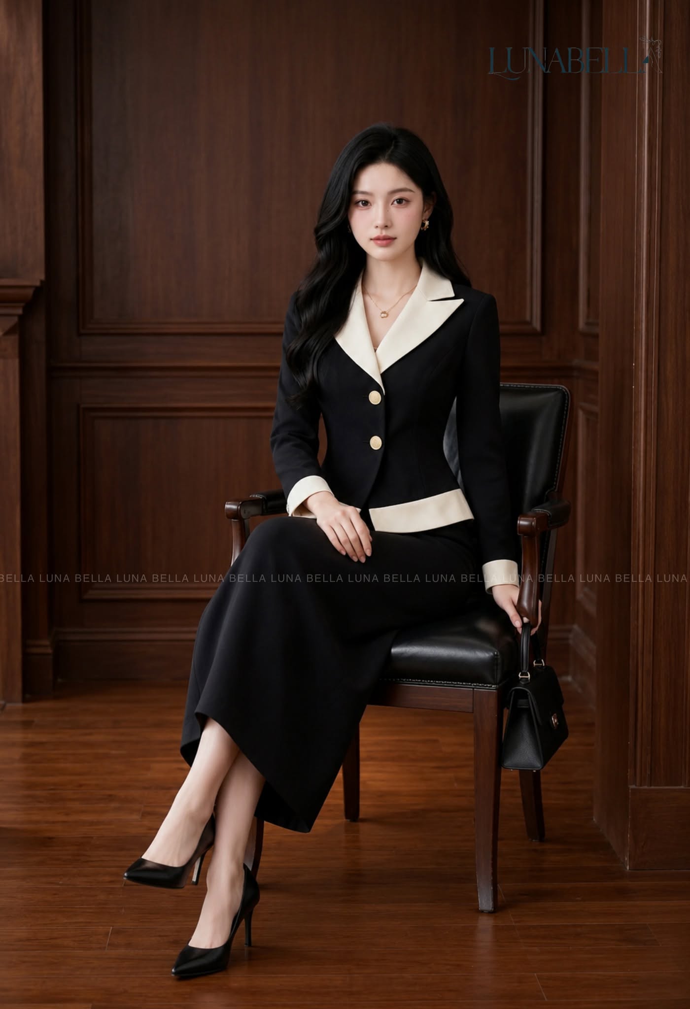 Áo vest phối viền trắng RYLIN màu ĐEN