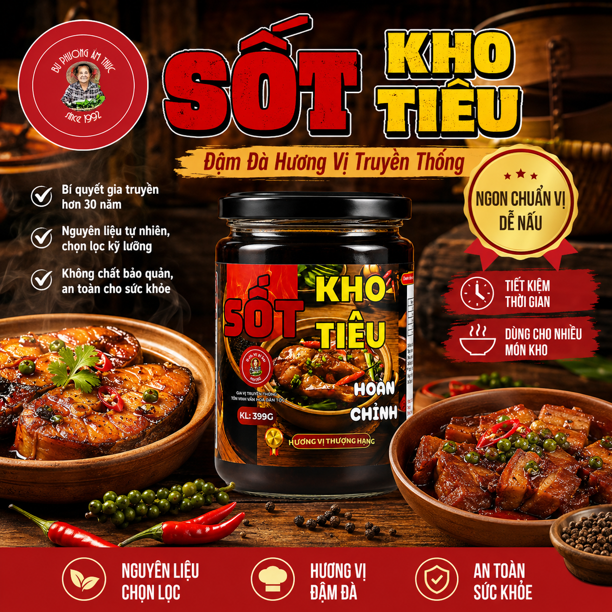 Sốt Kho Tiêu Bu Phương 399G – Kho Thịt, Cá, Sườn Đậm Đà - BP48