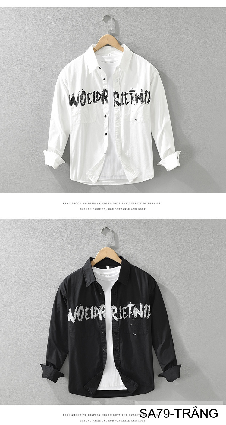 SA79 - Áo sơ mi nam tay dài phong cách streetwear in chữ nghệ thuật, chất cotton mềm mại, form rộng thoải mái_thumbnail_2