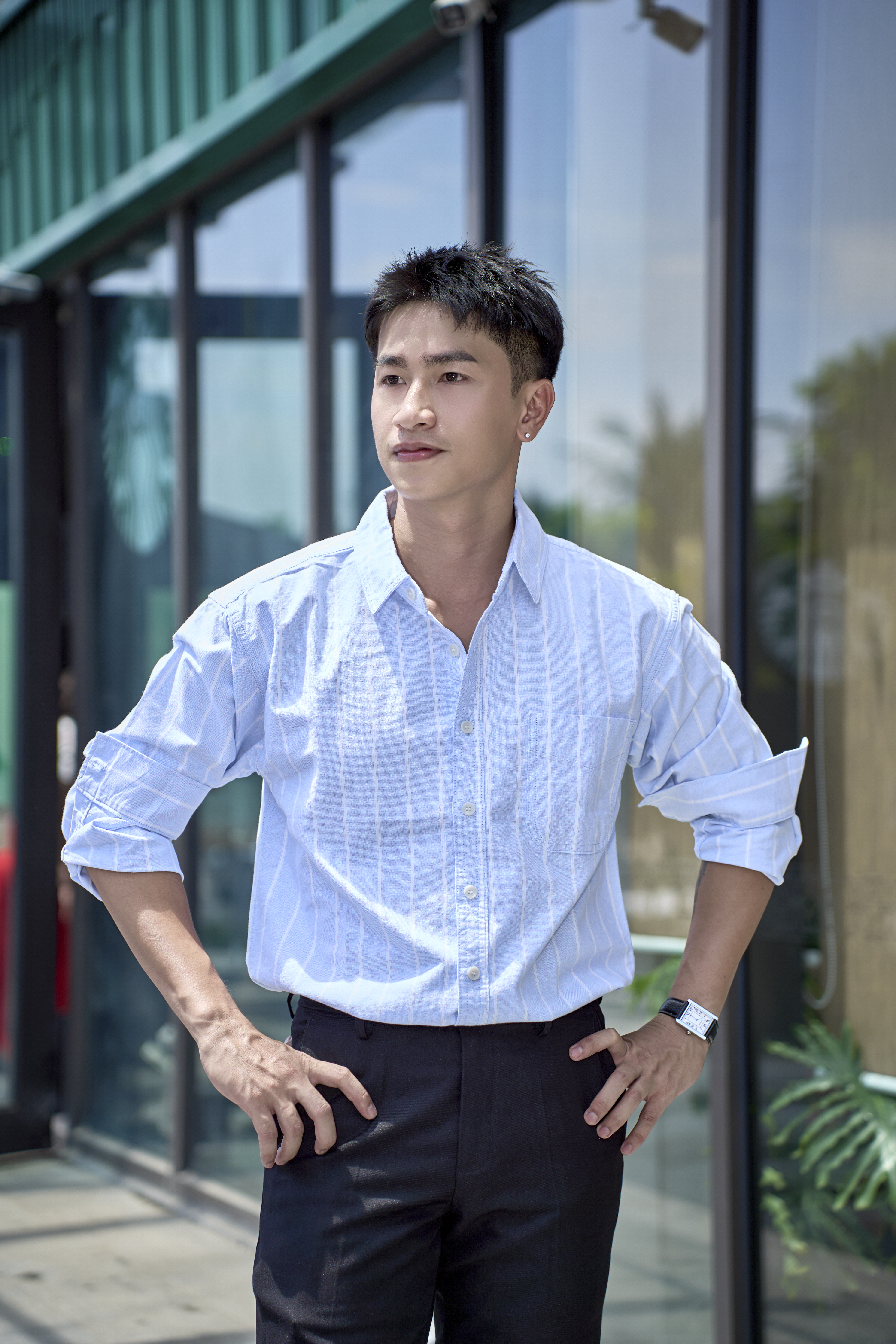 SA131 - Áo sơ mi nam kẻ sọc kiểu Nhật dáng rộng, phong cách văn học, thoải mái hàng ngày_thumbnail_4