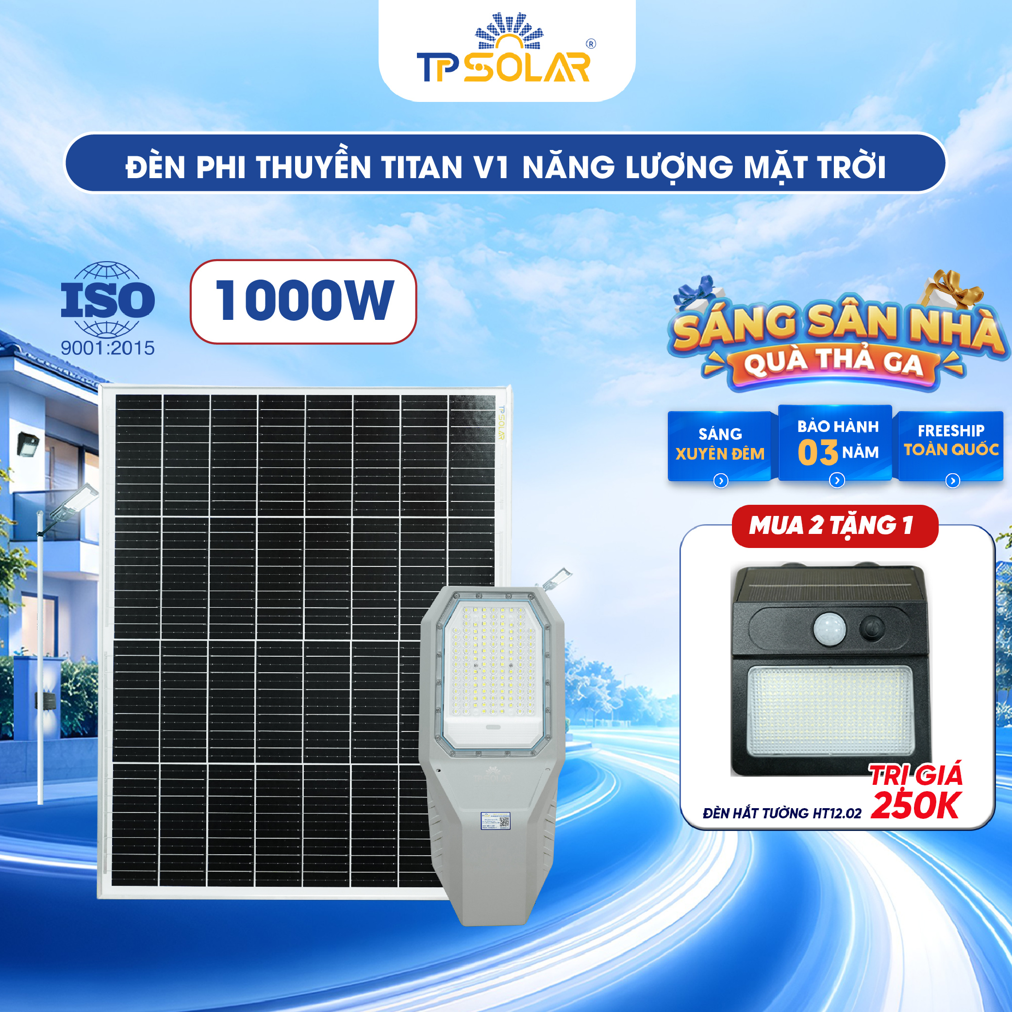 Đèn phi thuyền TITAN V1 năng lượng mặt trời TP SOLAR PRO PT21