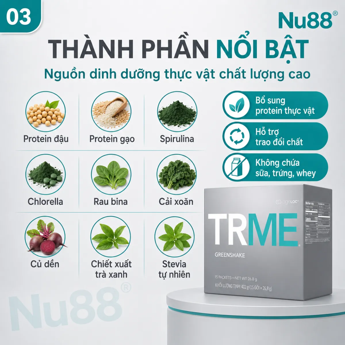 Bột uống hỗ trợ kiểm soát cân nặng ageLOC TRME Greenshake - - Bộ Giảm Cân TRME Nu Skin_thumbnail_3