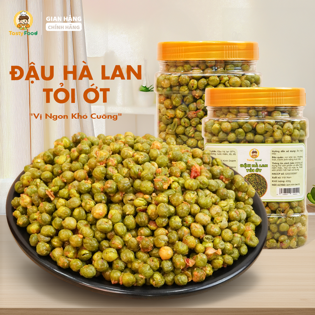 Đậu hà lan tỏi ớt Tatsy Food - Hũ vuông nhỏ 500g