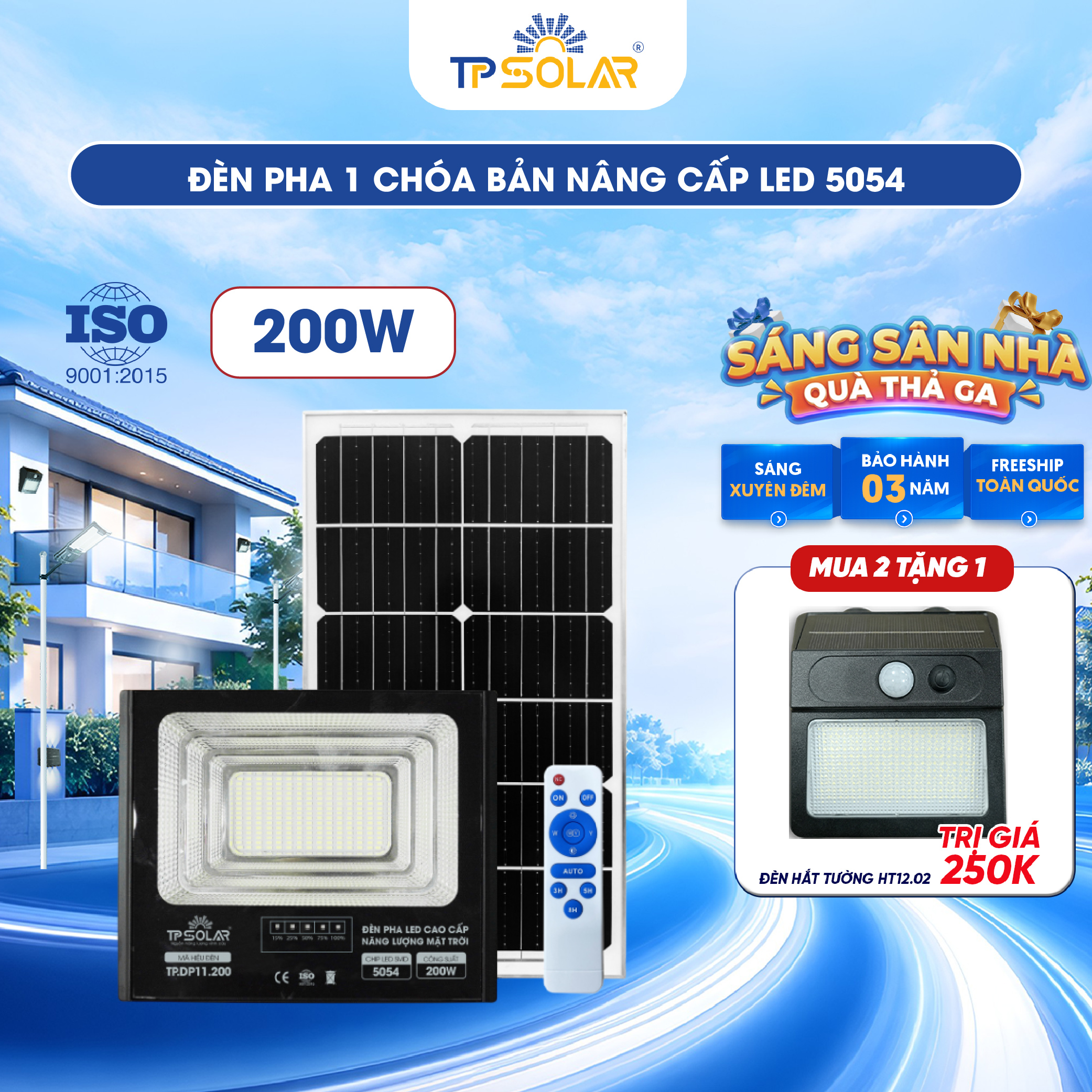 Đèn pha LED 1 chóa cao cấp năng lượng mặt trời TP SOLAR DP11