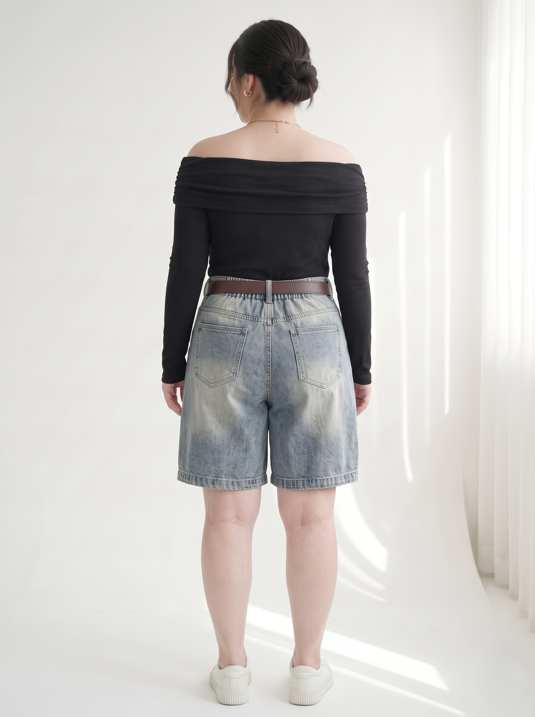 Quần Jean Lửng Lưng Thun Dáng A Rộng Bigsize Phối Viền Rách - Xanh Nhạt, Xanh Đậm - Vừa 55-90kg - T-QSJ82_thumbnail_3