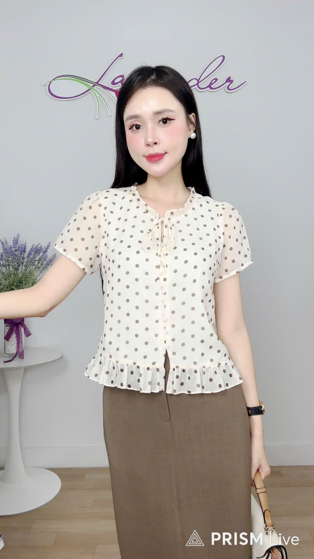 Áo sơ mi chấm bi bèo gấu A4275