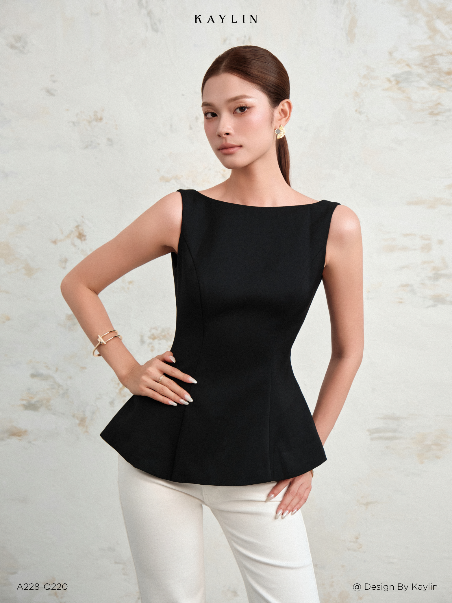 Áo Peplum Cổ Thuyền Phối Nơ Sau Lưng KAYLIN Bow Peplum Top
