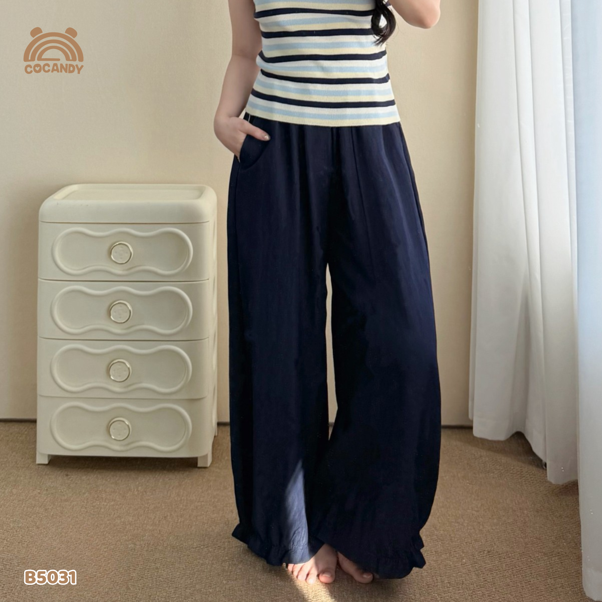 Quần dài XANH bom bèo gấu NỮ_thumbnail_2