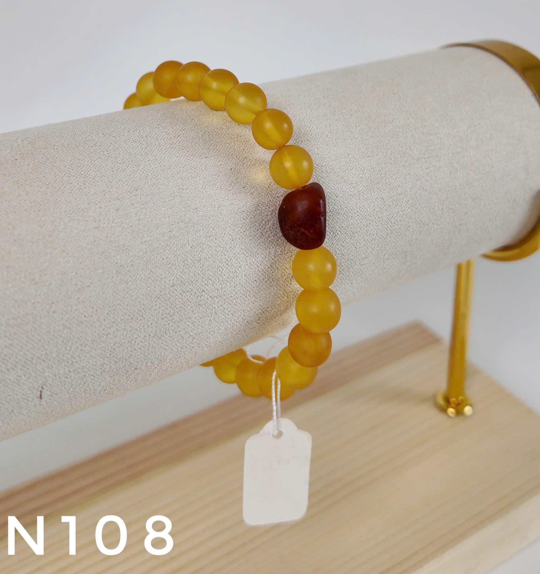 Vòng Tay Hổ Phách Mật Lạp Mix Giọt Huyết Thô – N108_thumbnail_4