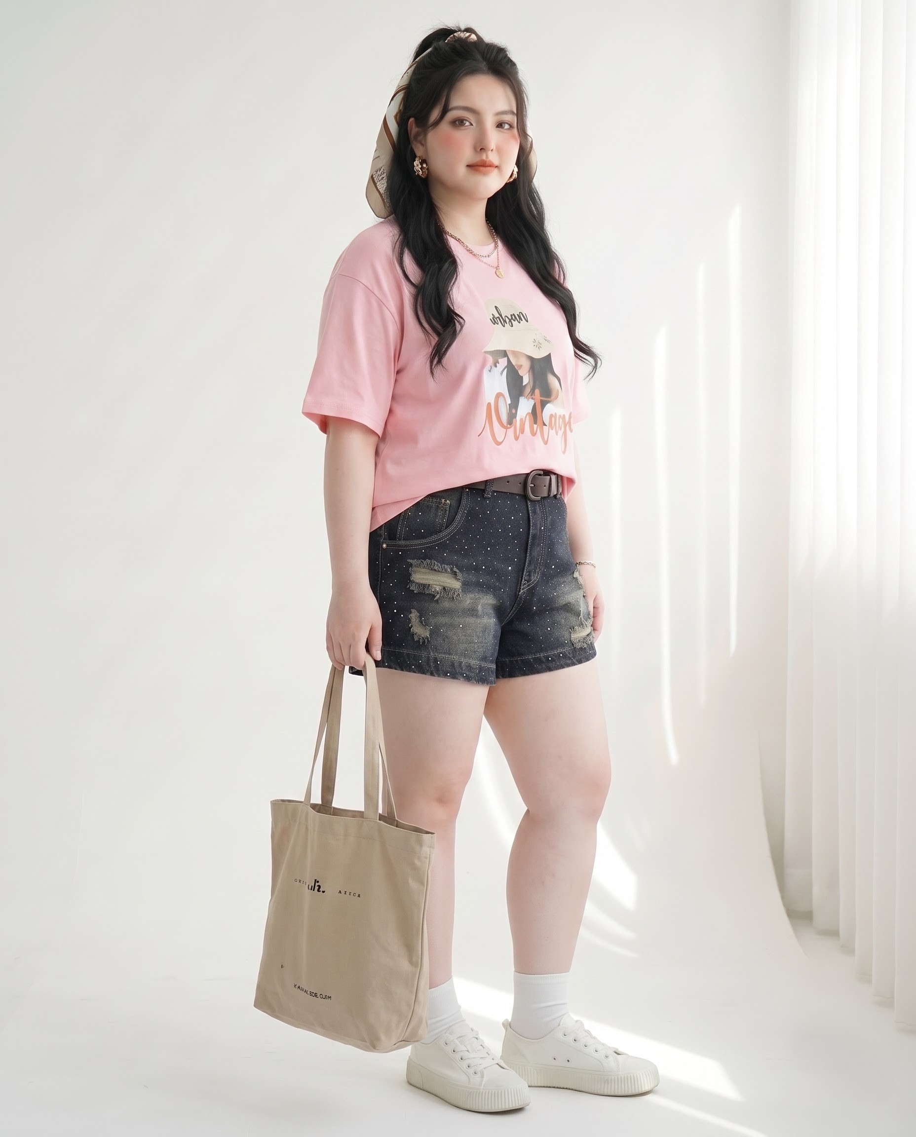Quần Short Jean Lưng Thun Ép Đá Bigsize Phối Rách Wash Xám - Size 30–35 - Vừa 55–90kg - T-QSJ1334_thumbnail_1