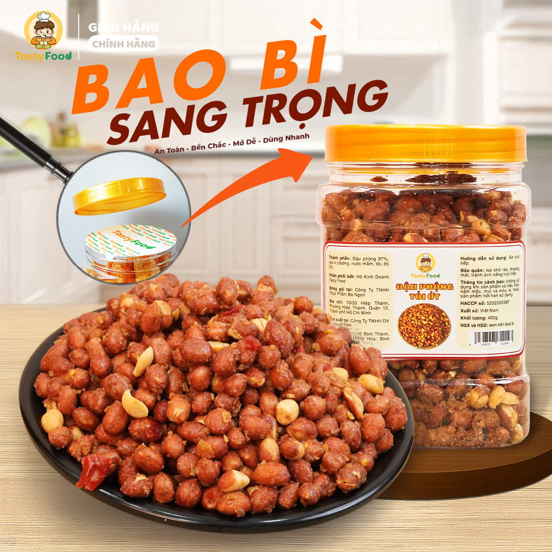 Đậu phộng tỏi ớt Tasty Food - Hũ vuông nhỏ 500g_thumbnail_3