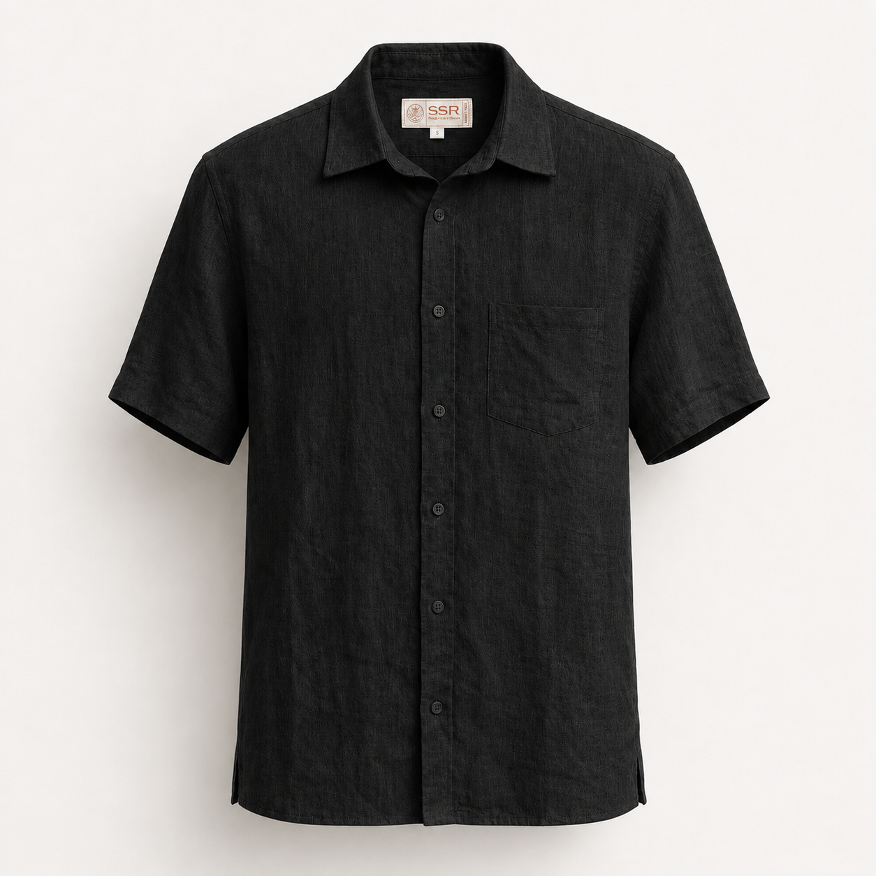 100% PREMIUM LINEN - SƠ MI NGẮN TAY CỔ ĐỨC - Vạt Ngang Túi Ngực_thumbnail_3