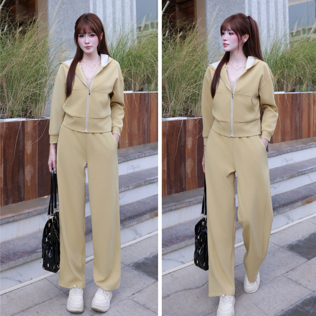 BN65 - Bộ Nỉ Nữ Áo Hoodie Quần Suông