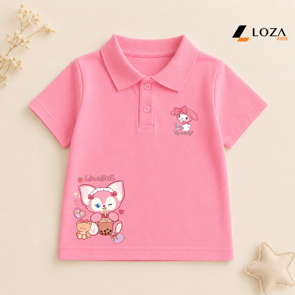 Áo polo bé gái hình Melody, Hello Kitty,Cinnamoroll, Linabell, Kuromi - Loza PL005_thumbnail_0