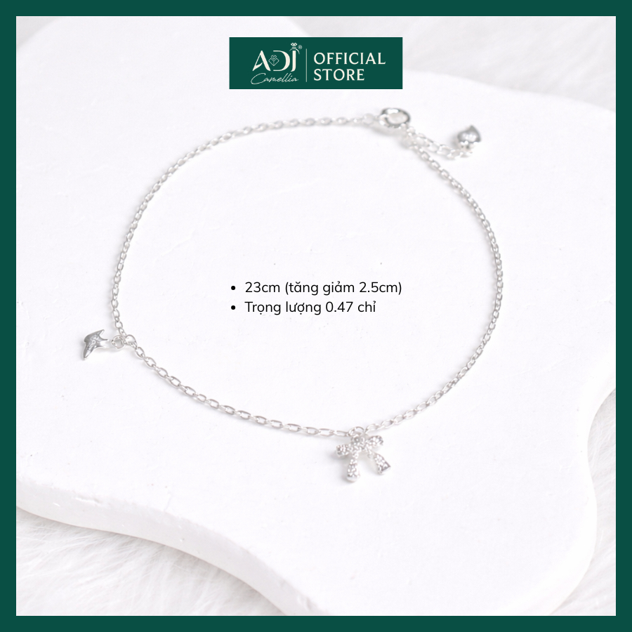 Lắc Chân Nữ ADJ Bạc Ý 925 Thiết Kế Charm Nơ Đính Đá Mix Cánh Bướm [TẶNG HỘP & KHĂN LAU] - SL16206AD_thumbnail_5