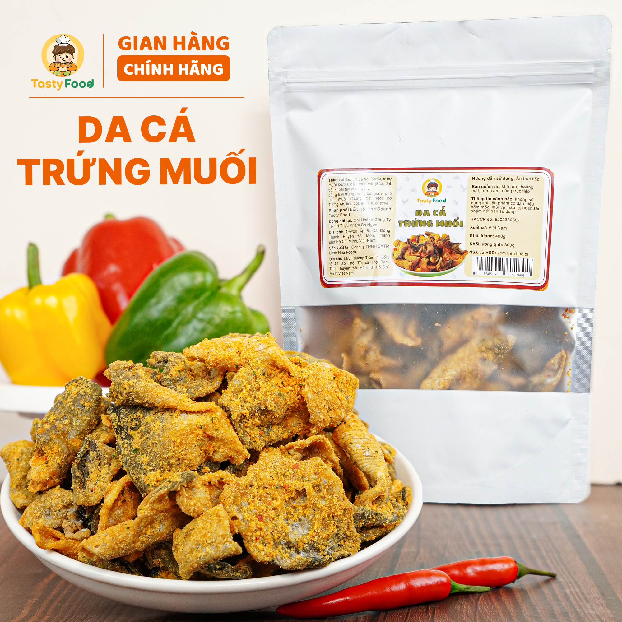Da cá hồi trứng muối Tasty Food - Túi zip 500g - Hút chân không