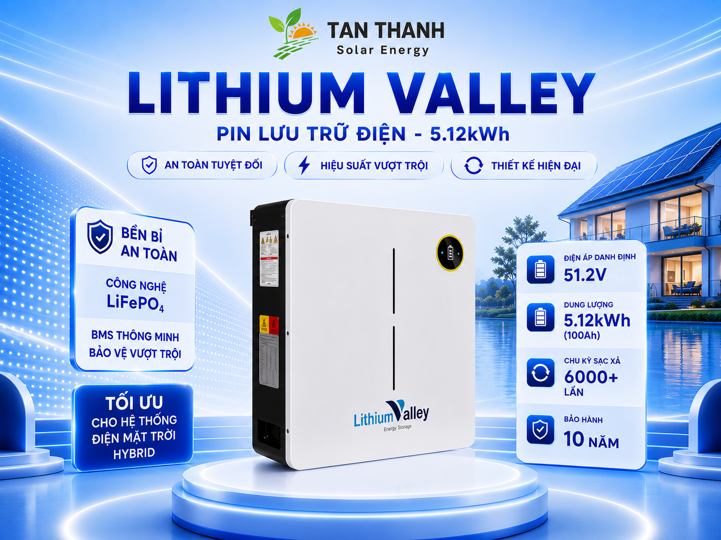 Pin Lưu Trữ Điện Lithium Valley 5.12kWh