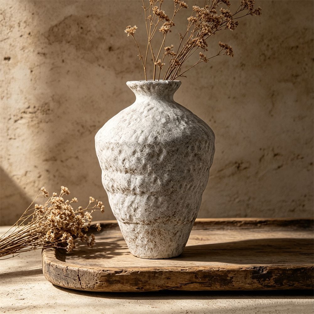 Bình gốm sứ cắm hoa kiểu dáng Wabi-Sabi cổ điển