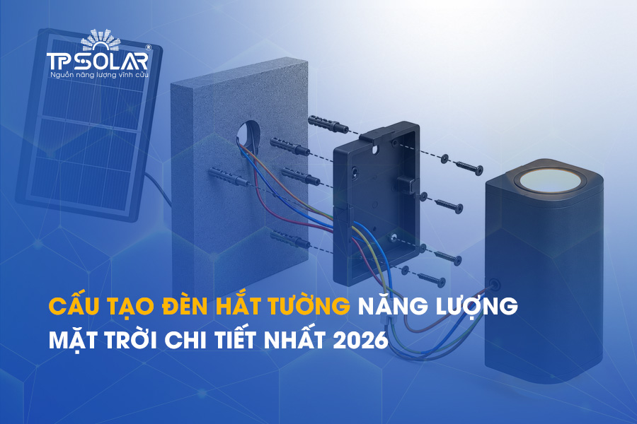 Cấu tạo đèn hắt tường năng lượng mặt trời chi tiết nhất 2026
