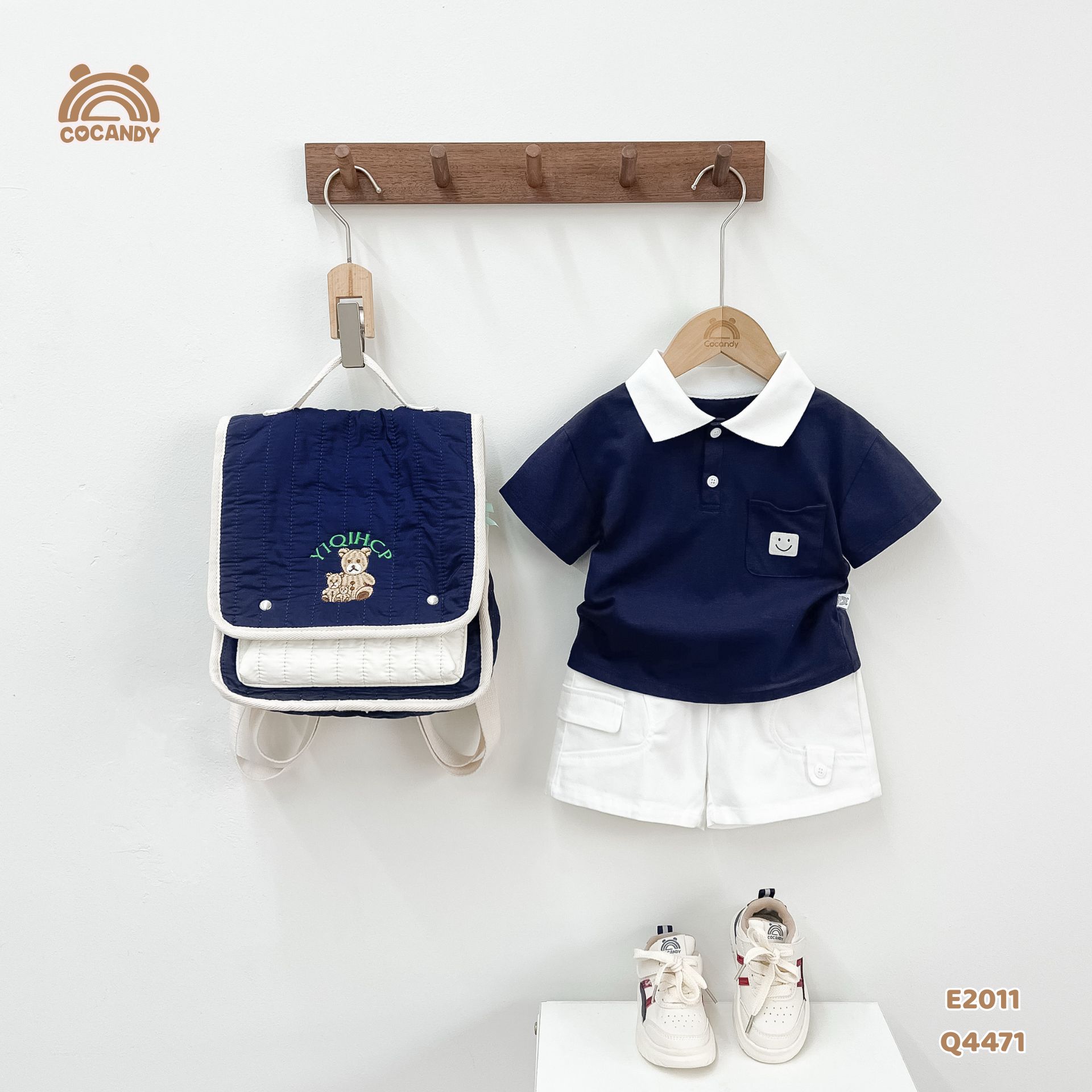 Áo cộc polo XANH THAN phối túi mặt cười_thumbnail_3