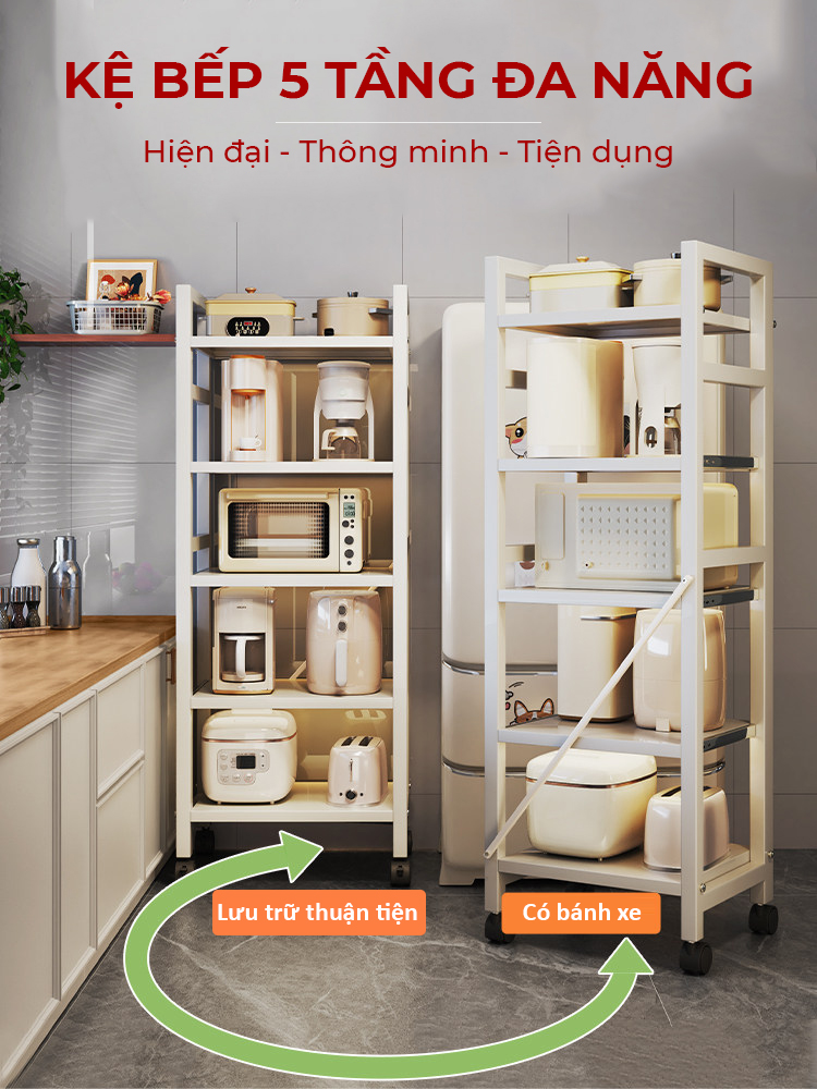 Kệ Bếp 5 Tầng Đa Năng Có Ngăn Kéo Trượt