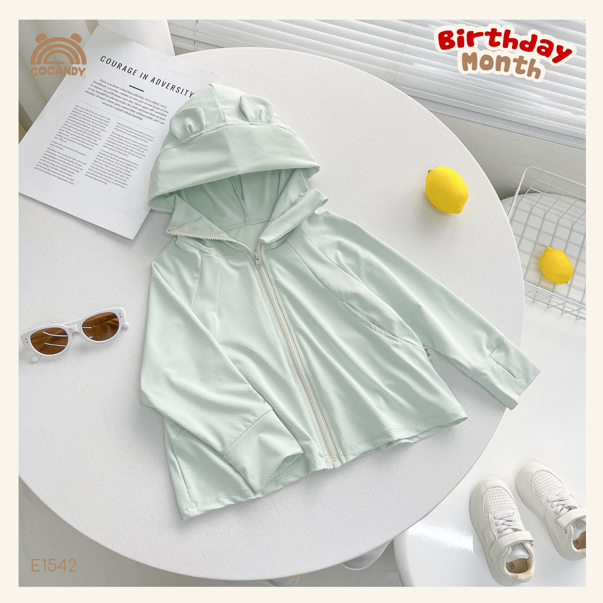 Áo khoác chống nắng Dia-Cool XANH LÁ mũ gấu