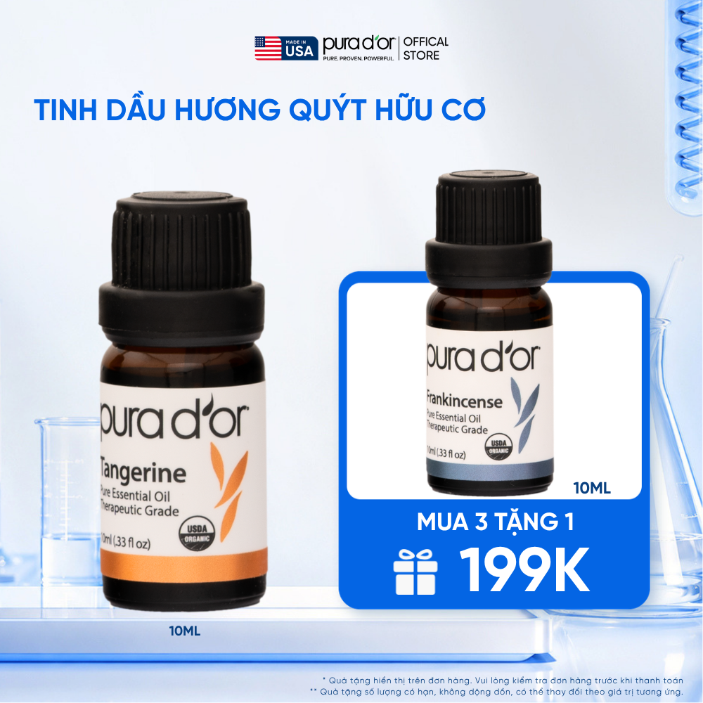 Tinh Dầu Quýt Hữu Cơ Pura D'or Therapeutic Grade Tangerine Essential Oil 10ml