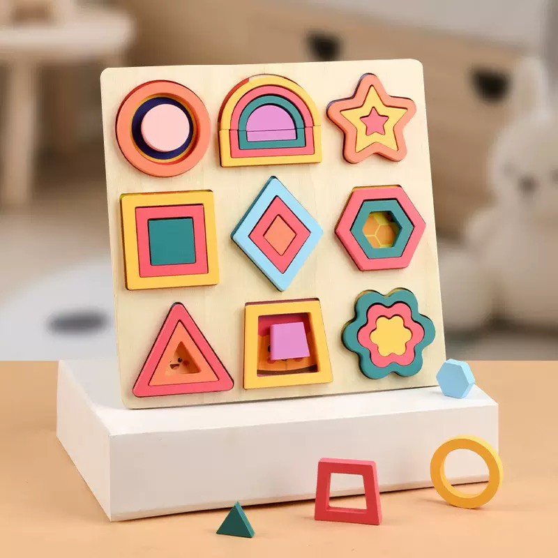 Bảng ghép hình học Montessori