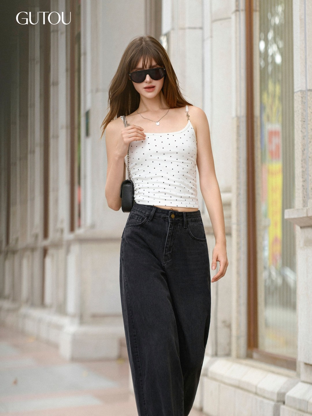 [ GUTOU ] Quần Jean Baggy Lưng Cao Phối Nắp Túi Thêu Slippery Basic_thumbnail_9